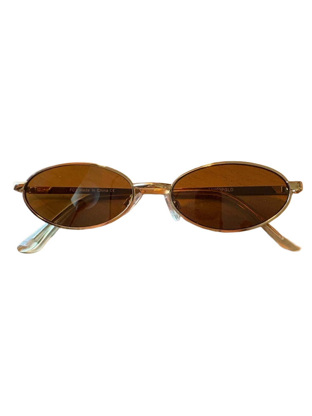 Topshop Gold Frame Oval Sunglasses with Brown Lenses